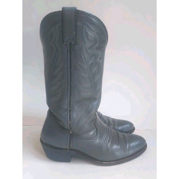 Mens Gray Leather Fancy Stitched Pointed Toe Western Boots Size 7.5D - Picture 5 of 10